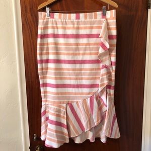 New York & Co Striped asymmetrical Ruffled Skirt